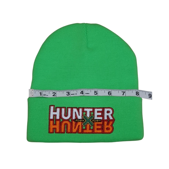 Hunter X Hunter Anime Logo Knit Cuff Lime Green Beanie Hat Cap Adult OSFM - Picture 3 of 4